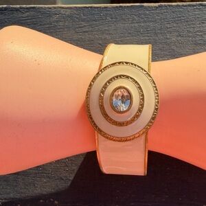 Chic Gold and White Bracelet with Crystal 6 3/4”